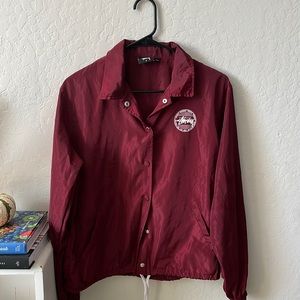 Stussy windbreaker jacket maroon